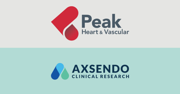 Logos of Peak Heart & Vascular and Axsendo Clinical Research, implying potential healthcare collaboration.